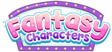 Fantezi Diyarı metin kelimesi retro ışık illüstrasyonlu