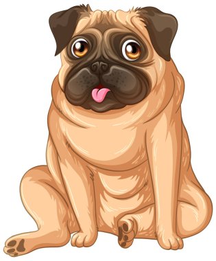 Beyaz arkaplan illüstrasyonunda yavru köpek çizgi filmi