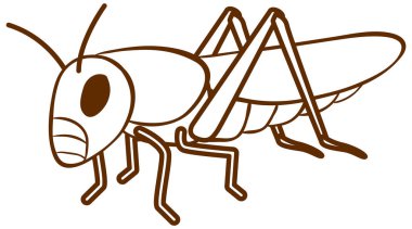 Beyaz arkaplan illüstrasyonunda basit karalama biçimi ile çekirge