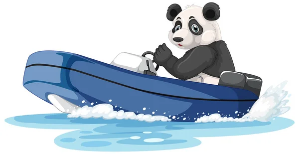 Çizgi Filmlerdeki Gibi Sürat Teknesinde Panda — Stok Vektör
