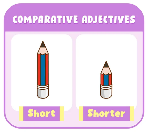 Adjetivos Comparativos Para Ilustração Curta Palavras — Vetor de Stock