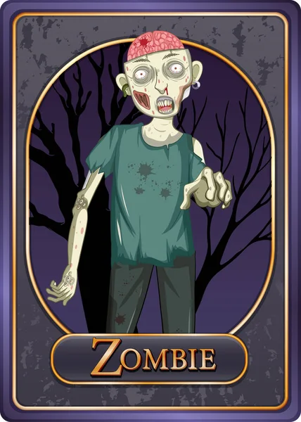 Zombi Karakter Játék Kártya Sablon Illusztráció — Stock Vector
