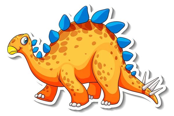 Stegosaurus Dinossauro Desenho Animado Personagem Adesivo Ilustração —  Vetores de Stock