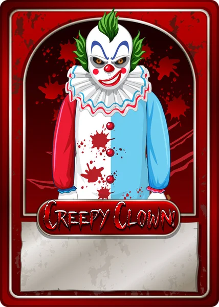 令人讨厌的小丑角色游戏卡模板示例 — 图库矢量图片