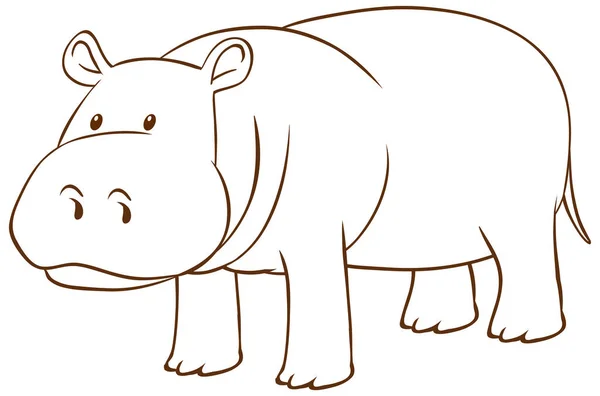 Hippopotamus Doodle Simple Style White Background Illustration — Stock Vector