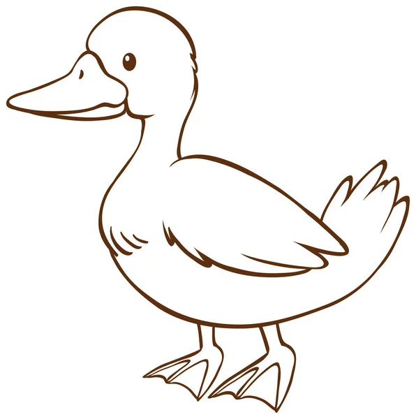 Duck Doodle Gaya Sederhana Pada Ilustrasi Latar Belakang Putih - Stok Vektor