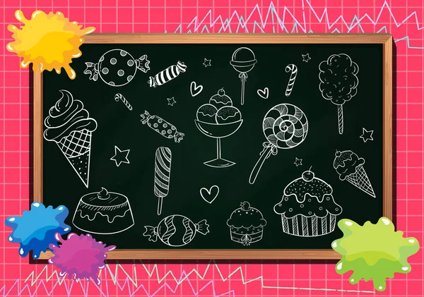 Hand Drawn Doodle Icons Chalkboard Illustration — Stock Vector