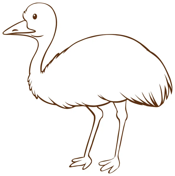 Emu Garabato Estilo Simple Sobre Fondo Blanco Ilustración — Vector de stock