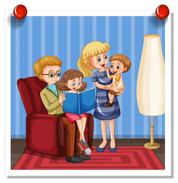 Familj Foto Vit Bakgrund Illustration — Stock vektor