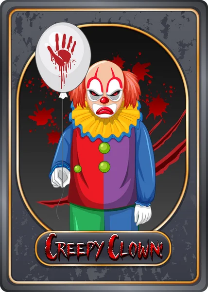Illustrazione Inquietante Clown Personaggio Gioco Carte Modello — Vettoriale Stock
