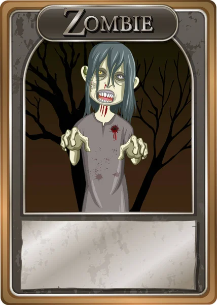 Assustador Zumbi Personagem Jogo Cartão Modelo Ilustração — Vetor de Stock