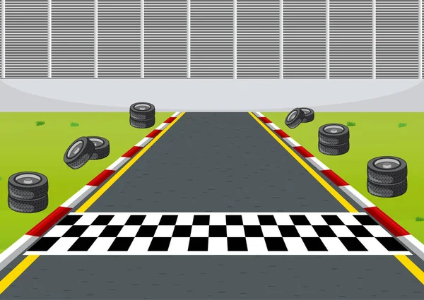 Pista Carreras Con Ilustración Línea Inicio Final — Vector de stock