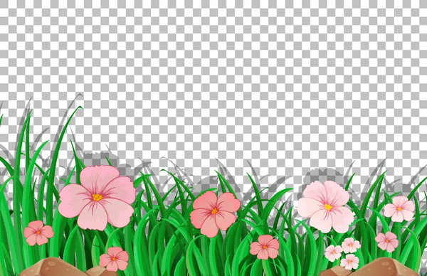 Roze Bloem Veld Template Transparante Achtergrond Illustratie — Stockvector