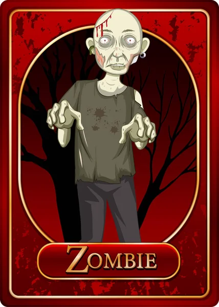 Zombie Personaje Juego Tarjeta Plantilla Ilustración — Vector de stock