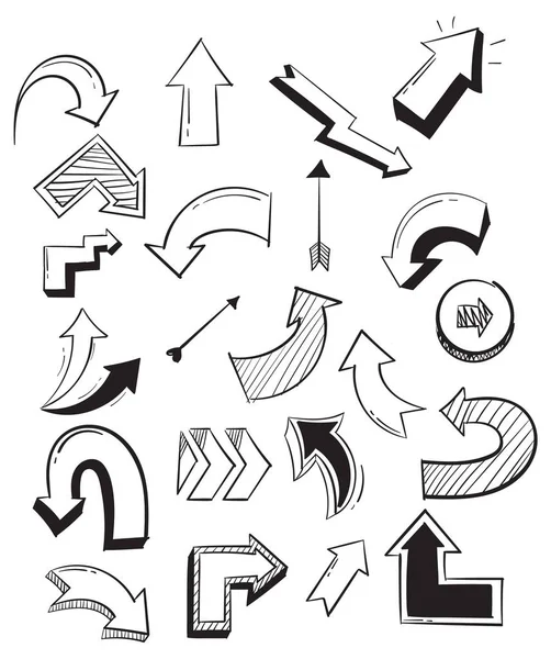 Illustrazione Set Icone Scarabocchiate Disegnate Mano — Vettoriale Stock