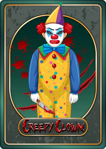 Ürkütücü palyaço karakteri kart şablonu çizimi