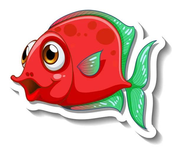 かわいい魚のイラストと海の動物の漫画のステッカー — ストックベクタ
