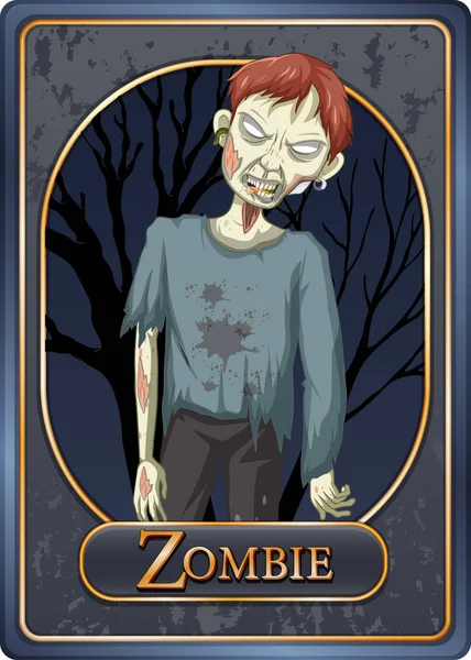 Zombie Personaje Juego Tarjeta Plantilla Ilustración — Vector de stock