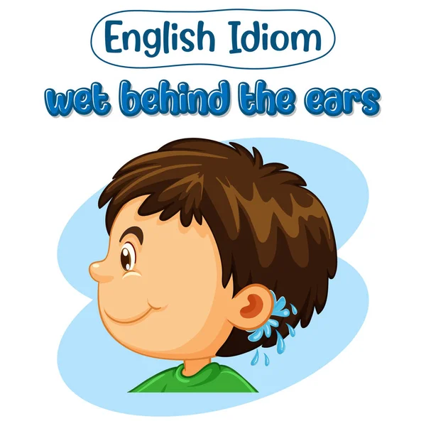 English Idiom Picture Description Wet Ears Illustration — Wektor stockowy