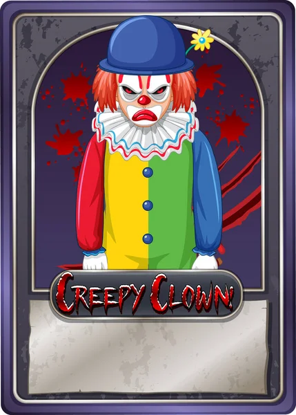 Enge Clown Karakter Spel Kaart Template Illustratie — Stockvector