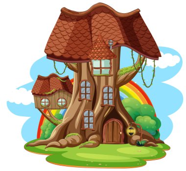 Ağaç gövdesinin içindeki fantezi ağaç evi