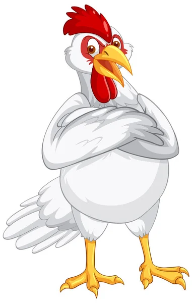 Fehér Csirke Rajzfilm Karakter Illusztráció — Stock Vector