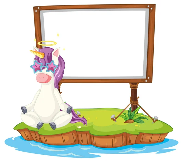 Fantasy Unicorn Empty Board Illustration — Stock Vector