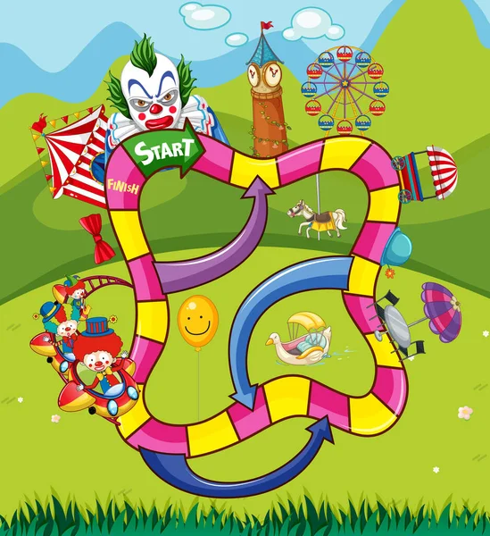 Nummerspel Sjabloon Tellen Circus Thema Illustratie — Stockvector