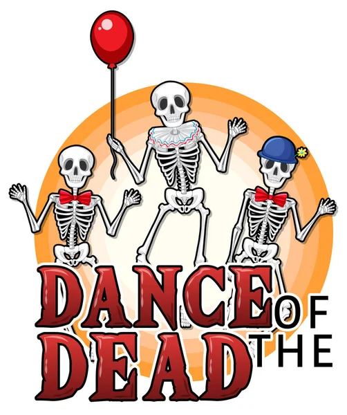 Esqueleto Fantasma Con Danza Del Logotipo Muerto Para Ilustración Halloween Vector de stock