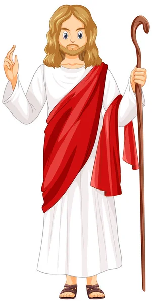 Jesus Cartoon Character White Background Illustration — Stock Vector