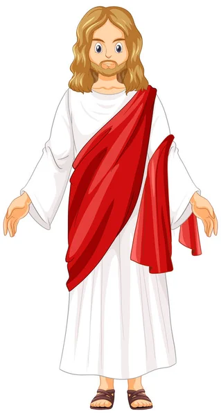 Jesus Cartoon Character White Background Illustration — Stock Vector