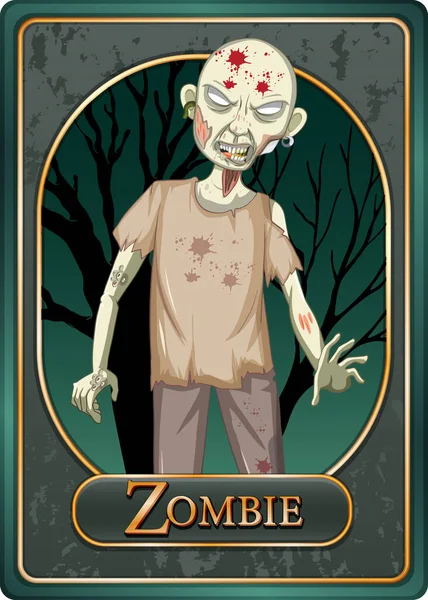 Zombie Personaje Juego Tarjeta Plantilla Ilustración — Vector de stock