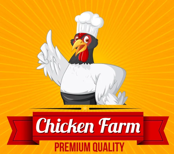 Banner Calidad Premium Pollo Con Ilustración Personajes Dibujos Animados Chef — Archivo Imágenes Vectoriales