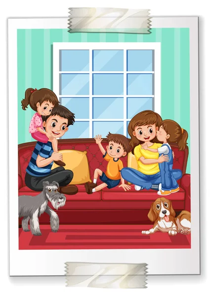 Une Photo Famille Sur Fond Blanc Illustration — Image vectorielle