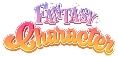 Çizgi film stili illüstrasyondaki Fantezi Karakteri metin sözcüğü