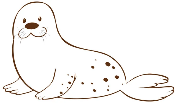 Seal Doodle Egyszerű Stílus Fehér Háttér Illusztráció — Stock Vector