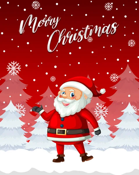 Merry Christmas Poster Ontwerp Met Kerstman Illustratie — Stockvector