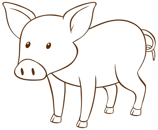 Świnia Doodle Prosty Styl Białym Tle Ilustracji — Wektor stockowy