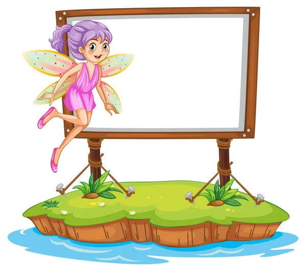 Beautiful Fairy Cartoon Character Blank Banner Illustration — Stock Vector