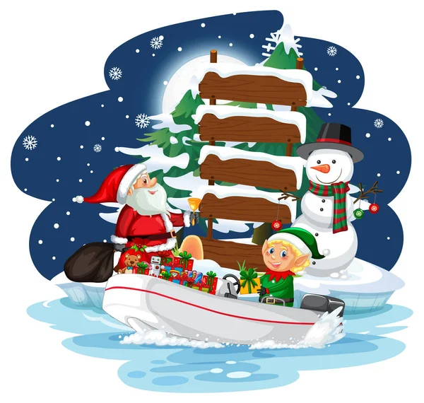 Snowy Night Santa Claus Friends Illustration — Stock Vector