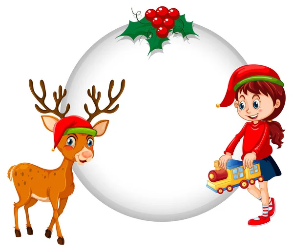 Bannière Vide Dans Thème Noël Avec Une Fille Une Illustration — Image vectorielle