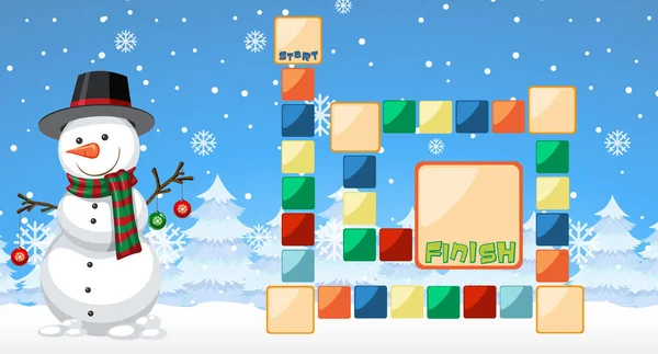 圣诞主题插图中的蛇和梯子游戏模板 — 图库矢量图片