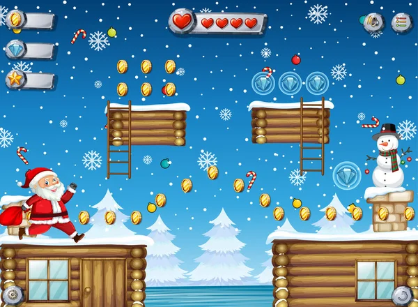 Eine Spielvorlage Schneefall Hintergrund Illustration — Stockvektor