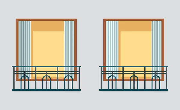 Isolated Wooden Window Decor Illustration — Stock Vector