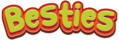 Beyaz arkaplan illüstrasyonunda Besties sözcük logosu