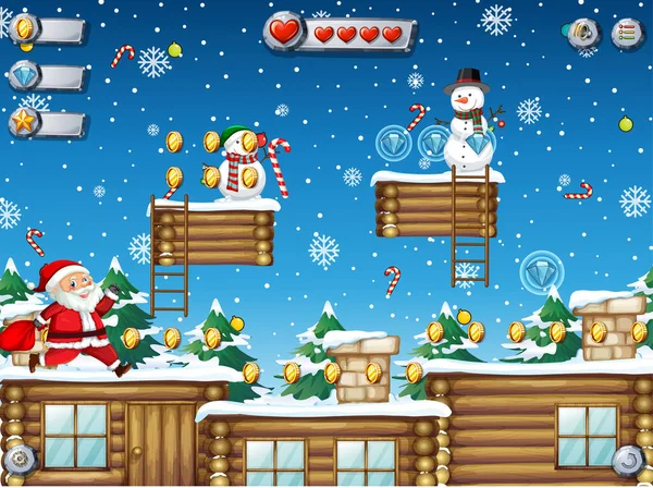 Eine Spielvorlage Schneefall Hintergrund Illustration — Stockvektor
