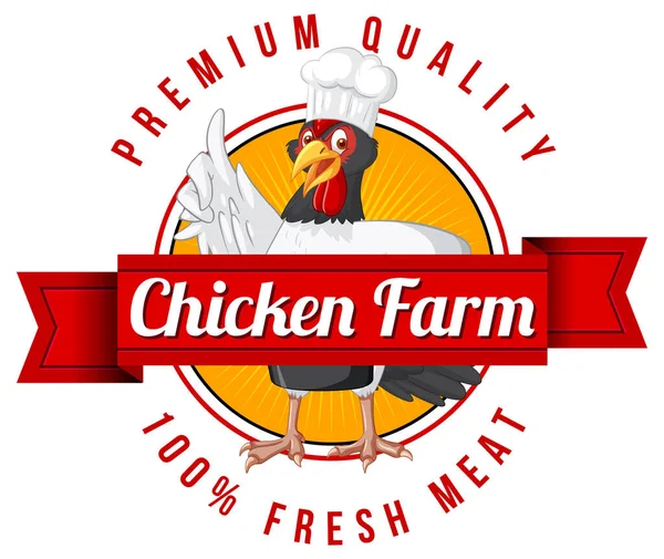 Chicken Chef Cartoon Character Chicken Farm Banner Illustration — Stock Vector