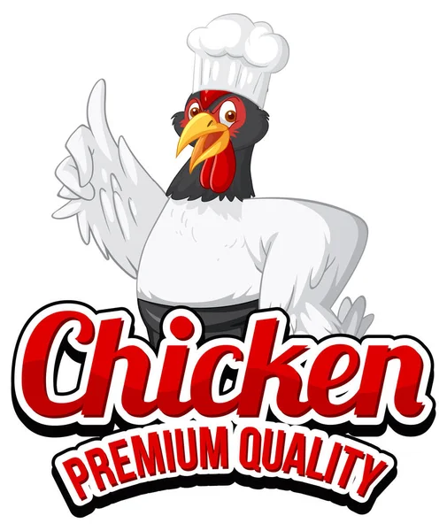 Personaje Dibujos Animados Chicken Chef Con Ilustración Banner Calidad Premium — Archivo Imágenes Vectoriales