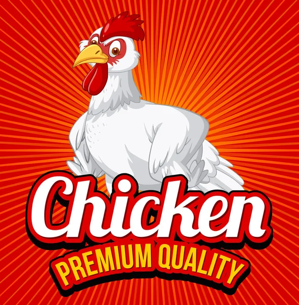 Chicken Premium Quality Banner Mit Einem Huhn Zeichentrickfigur Illustration — Stockvektor