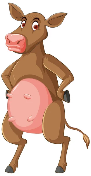 Milk Kuh Steht Auf Zwei Beinen Zeichentrickfigur Illustration — Stockvektor